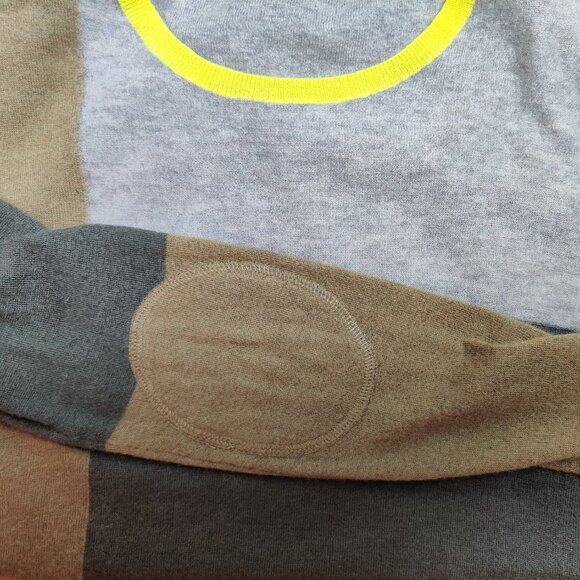 Joseph Grey Green Color Block Cashmere Crewneck Pullover Sweater Small Medium - Picture 4 of 7